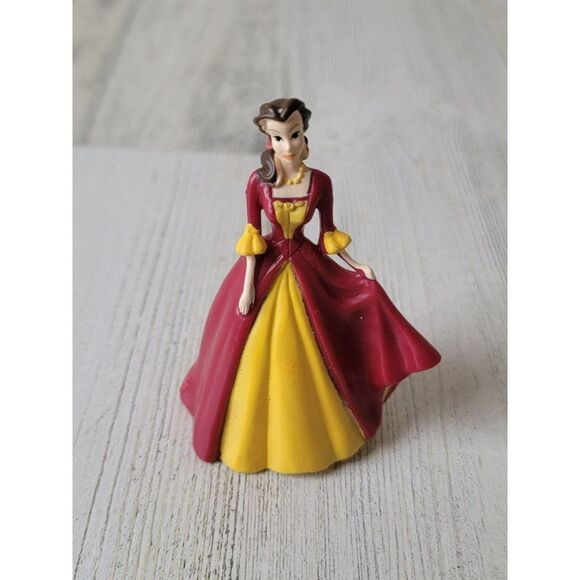 Disney red yellow formal dress Belle Beauty Beast princess toy figure - Picture 1 of 4